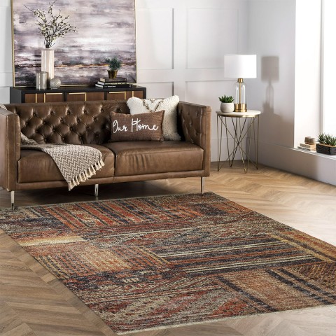 Rechteckiger Teppich im ethnischen Stil, bunt, für Wohnzimmer und Küche KILI02 Aktion