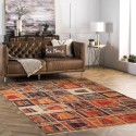 Rechteckiger Wohnzimmerteppich im ethnischen Patchwork-Stil, mehrfarbig, PATC01 Aktion
