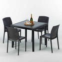 Schwarz Quadratisch Tisch und 4 Stühle Farbiges Polypropylen-Außenmastenset Grand Soleil Boheme Passion Katalog