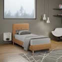 Einzelbett 1 Piazza Nordico Stoff und Holz mit Netz 80x190 Friborg Twin Lagerbestand