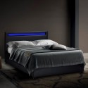 Doppelbett mit Lattenrost Led-Kopfende Schubladen Metall Holz 160x190 cm Geneva King Aktion