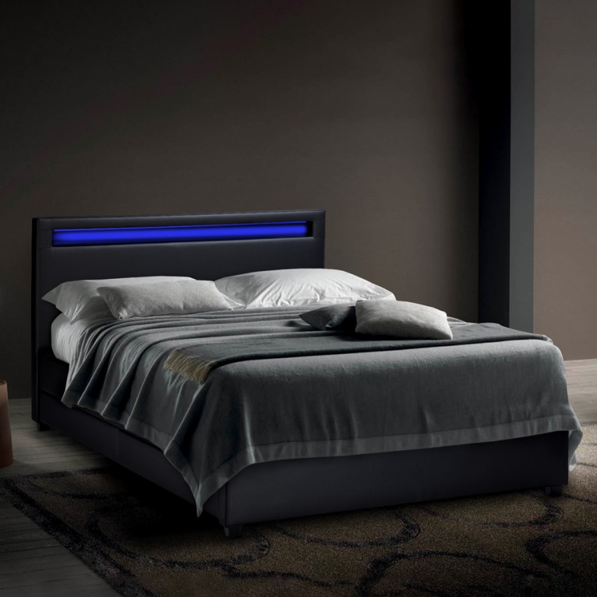  Geneva King: Doppelbett modern mit Lattenrost led Kopfteil Schubladen 