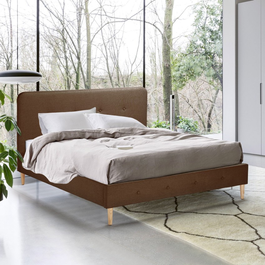  King: Nordisches Doppelbett Stoff und Holz 160x190 Friborg 