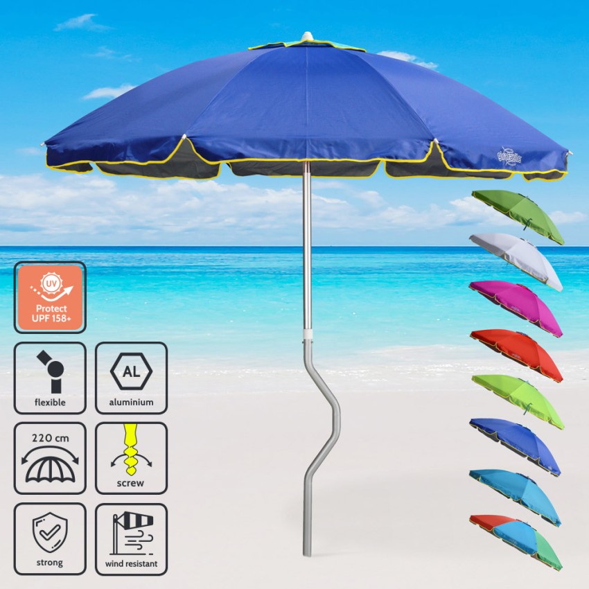 Sonnenschirm Meer GiraFacile 220 Cm Aluminium Uv-Schutz Strand Eolo