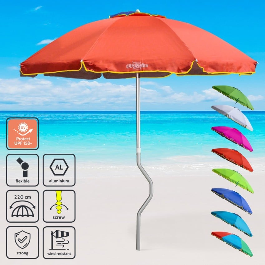 Sonnen/Strandschirm Girafacile Aluminium uv-Schutz 220 cm Angeln Eolo Modell Sonnen/Strandschirm Girafacile Aluminium uv-Schutz 220 cm Angeln Eolo Modell
