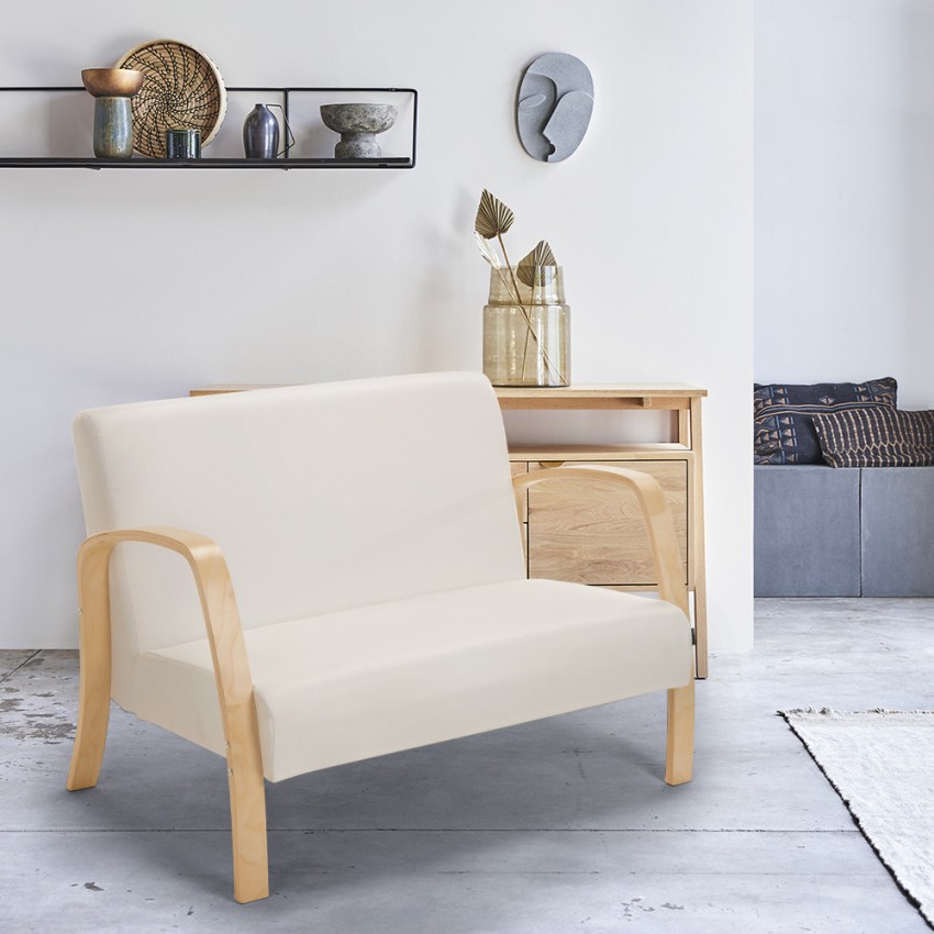 Sofa, kleines Sofa aus Holz und Stoff für Wohnzimmer, Wartezimmer und Arbeitszimmer Design Esbjerg