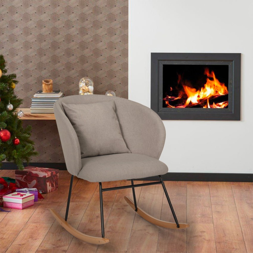  Houpa: Schaukelstuhl modern Sessel Wohnzimmer Holz Kissen 
