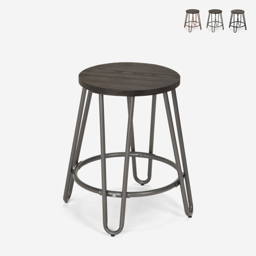Industriedesign-Hocker aus Metall und Holz für Bars, Restaurants und Küchen Carbon One
