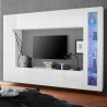 Wohnwand Joy Ledge - Weiß Hochglanz mit TV-Schrank und Hängeschrank mit Glasvitrine Rabatte