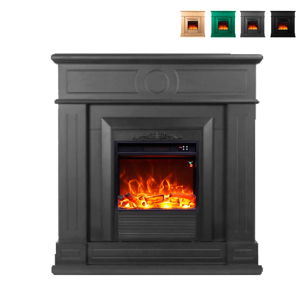 Elektrischer Kamin mit Holzrahmen, energiesparender Ofen 1500W Lipari