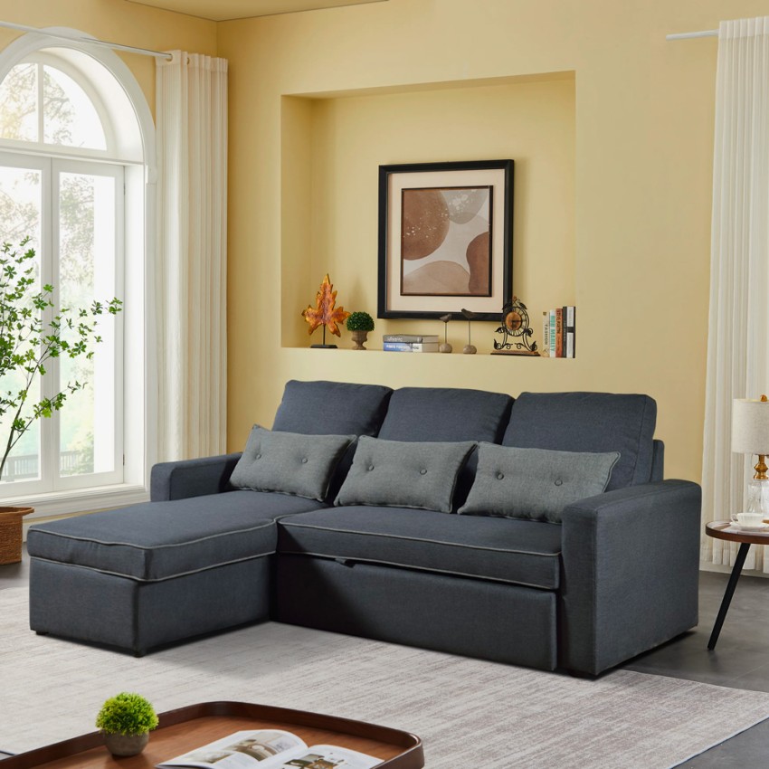 Sofabett mit Halbinsel rechteckig 3 sitzer Wohnzimmer Smeraldo