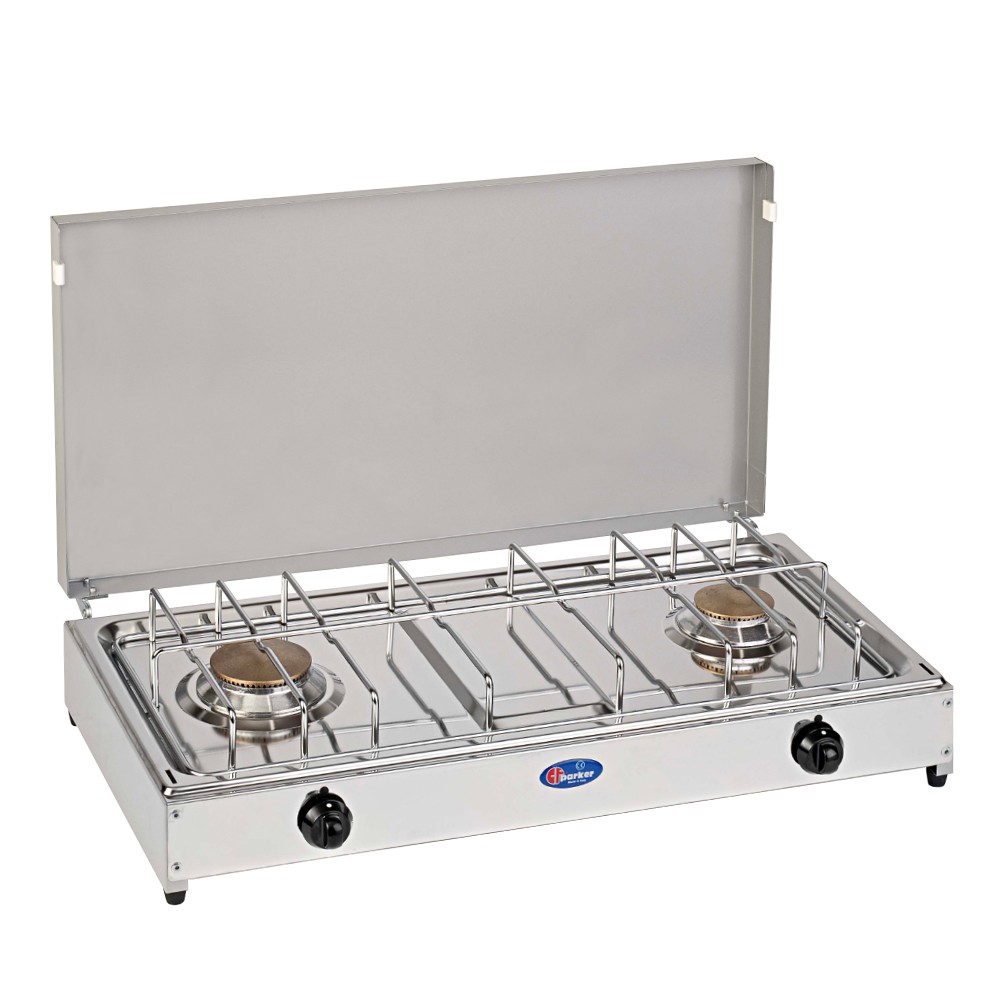 Camping-Gasherd mit 2 Brennern und Deckel 5522G CF Parker