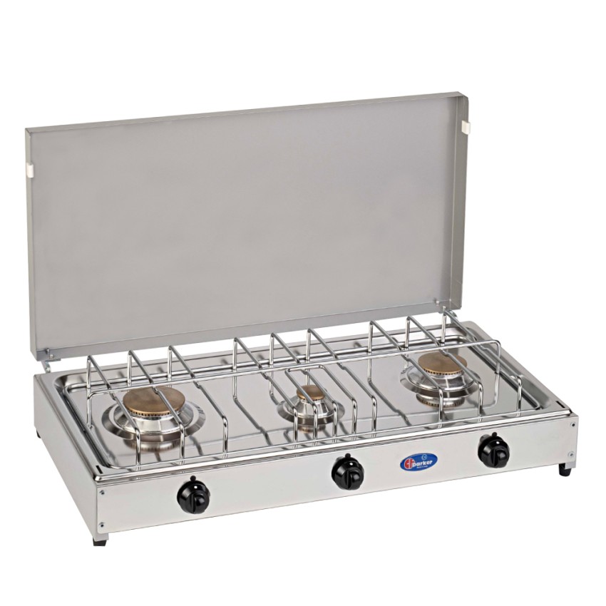 Tragbarer Gasherd Camping 3 Flammen mit Deckel 5523G CF Parker Aktion