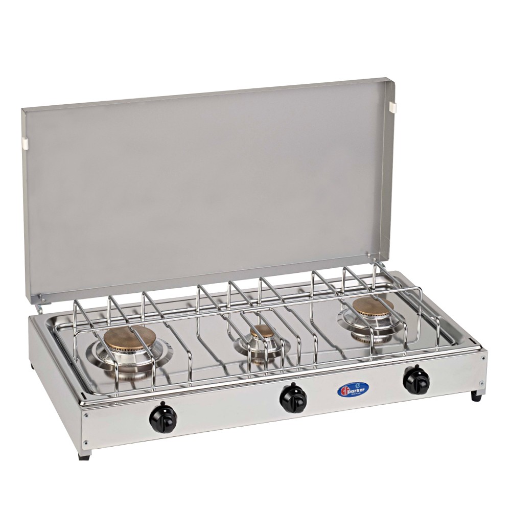 Tragbarer Gasherd Camping 3 Flammen mit Deckel 5523G CF Parker