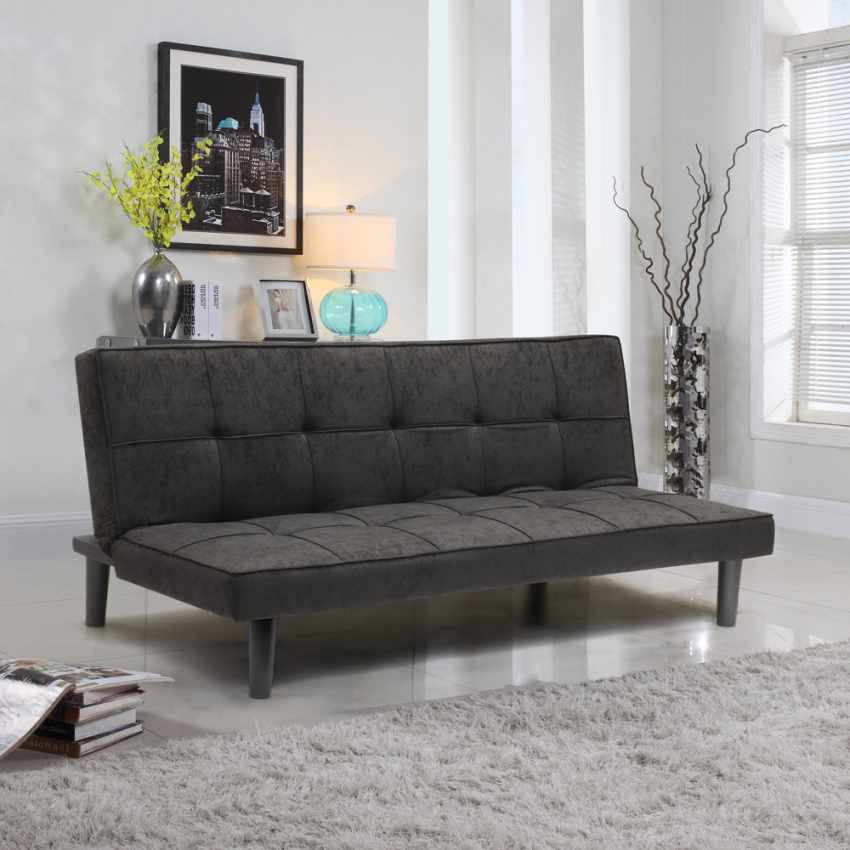 Sofabett Stoff Design 2 Sitzer Haus und Büro Giada Dark