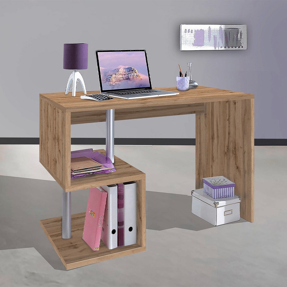 Platzsparender Heimbüro-Schreibtisch 100x50cm Holz Esse 2 Eiche