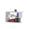 Drehbarer Eckschreibtisch Weiß für Zuhause Büro mit 2 Regalböden Volta WH Angebot