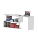 Drehbarer Eckschreibtisch Weiß für Zuhause Büro mit 2 Regalböden Volta WH Sales