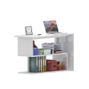Drehbarer Eckschreibtisch Weiß für Zuhause Büro mit 2 Regalböden Volta WH 