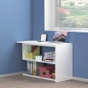 Drehbarer Eckschreibtisch Weiß für Zuhause Büro mit 2 Regalböden Volta WH 