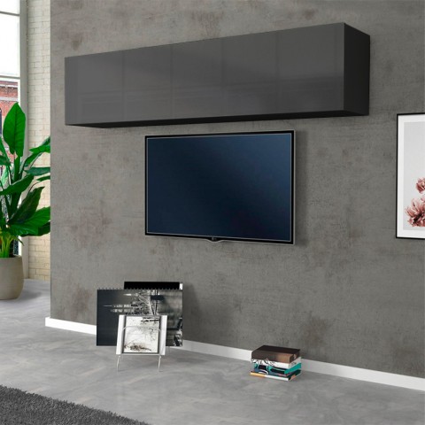 Hängeschrank Wohnzimmer 180cm mit 2 Klappenfächern in Grau Note Up Aktion