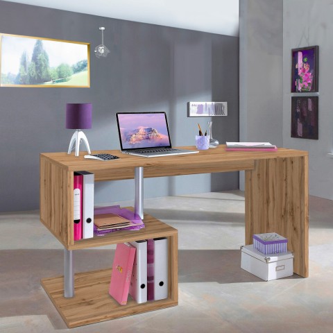 Moderner Schreibtisch für Büro und Studio, platzsparend, Holz 140x60cm Bolg WD Aktion