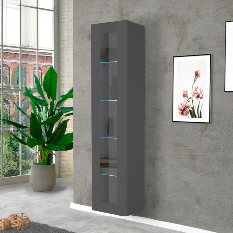 Moderne schwarze Wohnzimmer-Vitrine mit Glastür und 4 Glasböden Note Vidrio Aktion