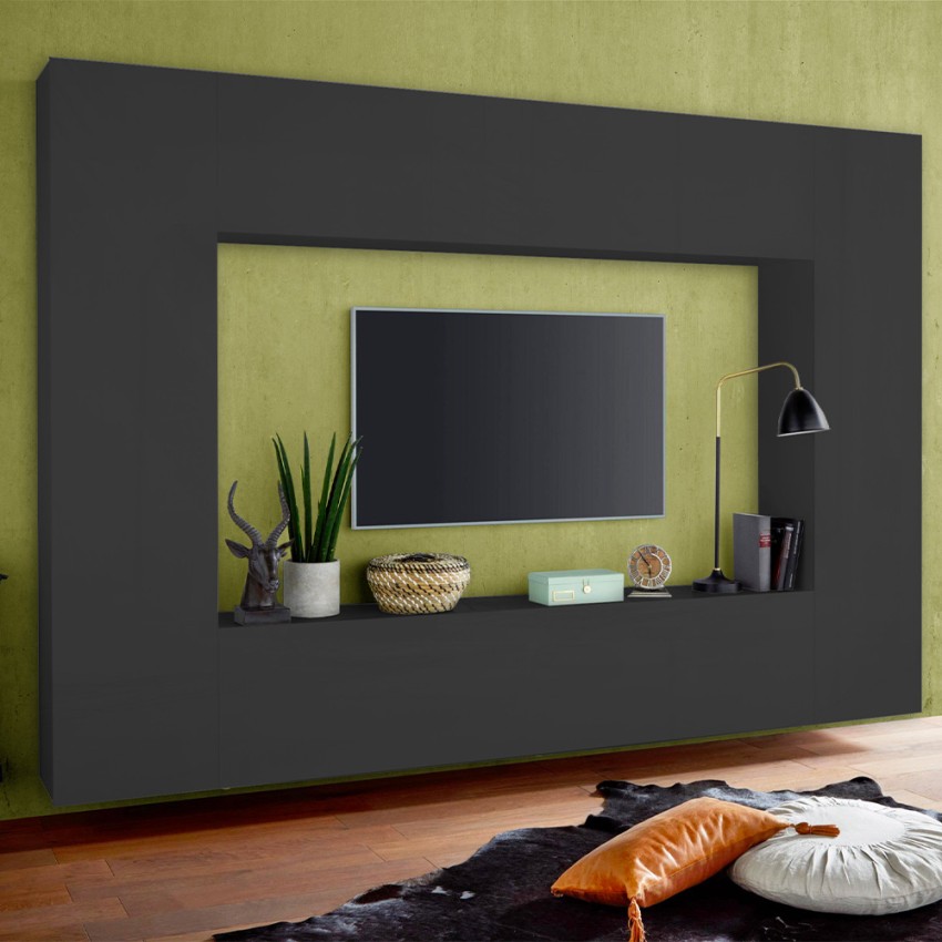 Moderne TV-Wand Wohnwand mit 2 Hängeschränken Note Mold Aktion Moderne TV-Wand Wohnwand mit 2 Hängeschränken Note Mold Aktion