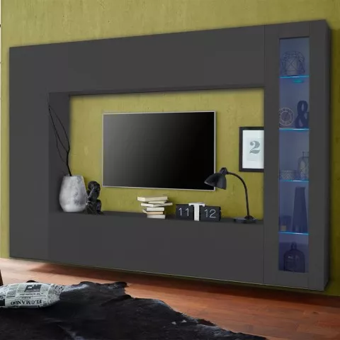 Moderne Wohnwand TV-Schrank Vitrine Hängeschrank Note Ledge Aktion