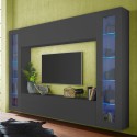 Moderne TV-Wand mit hängendem Schrank und 2 Vitrinen Note Frame Aktion