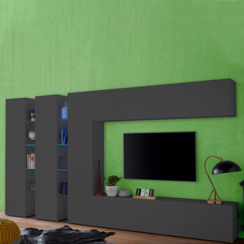 Moderne Wohnwand TV-Möbel mit 3 Hängeschränken Note Trio Aktion