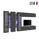 Wohnwand Wohnzimmer TV-Möbel Schrank 2 Vitrinen schwarz Note Mir Verkauf