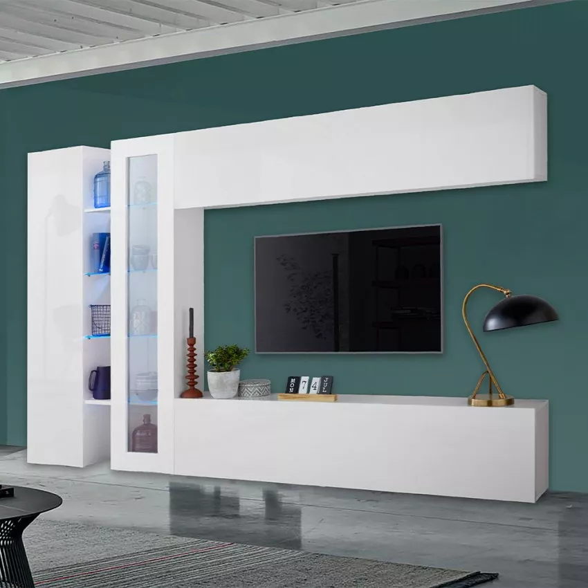 Weiße Wohnwand TV-Möbel Vitrine Schrank Joy Duet Aktion Weiße Wohnwand TV-Möbel Vitrine Schrank Joy Duet Aktion