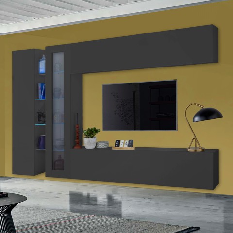 Moderne Wohnwand TV-Möbel Schrank Vitrine Hängeschrank Note Duet Aktion