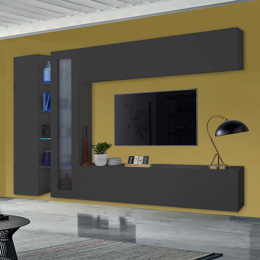 Moderne Wohnwand TV-Möbel Schrank Vitrine Hängeschrank Note Duet Aktion