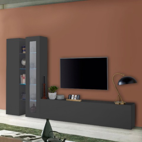 Moderne Wohnwand TV-Möbel Vitrine Schrank Elco RT Aktion