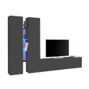 Modernes Wohnzimmer TV-Wandsystem 2 Schränke 4 Fachböden grau Sage RT Angebot