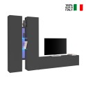 Modernes Wohnzimmer TV-Wandsystem 2 Schränke 4 Fachböden grau Sage RT Verkauf
