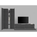 Modernes Wohnzimmer TV-Wandsystem 2 Schränke 4 Fachböden grau Sage RT Rabatte
