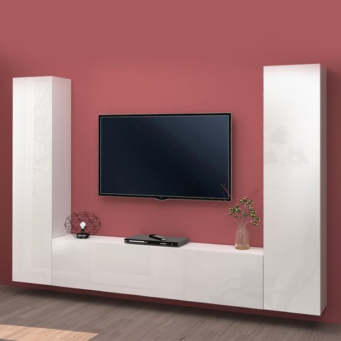 Moderne weiße hängende Wohnwand TV-Schrank 2 Schränke Vibe WH Aktion