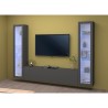 Moderne schwarze Wohnwand mit schwebendem TV-Möbel, 2 Vitrinen Liv RT Sales