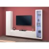 Weiße Wohnwand mit schwebendem TV-Möbel, Vitrine und Schrank Peris WH Sales