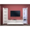 Weiße Wohnwand mit schwebendem TV-Möbel, Vitrine und Schrank Peris WH Katalog