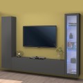 Moderne Wohnzimmerwand mit TV-Möbel, Vitrinen und Hängeschränken Peris RT Aktion