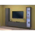 Moderne Wohnzimmerwand mit TV-Möbel, Vitrinen und Hängeschränken Peris RT Sales