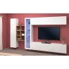 Weiße schwebende Wohnwand mit TV-Schrank, Bücherregal und Vitrine Loane WH Sales