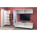 Weiße schwebende Wohnwand mit TV-Schrank, Bücherregal und Vitrine Loane WH Rabatte