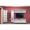 Weiße schwebende Wohnwand mit TV-Schrank, Bücherregal und Vitrine Loane WH Katalog