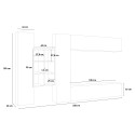 Weiße schwebende Wohnwand mit TV-Schrank, Bücherregal und Vitrine Loane WH Auswahl