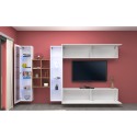 Weiße Wohnwand Kary WH mit hängendem TV-Schrank, Bücherregal und 2 Vitrinen Sales